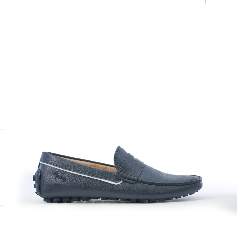 HARMONT AND BLAINE LEATHER NAVY MOCCASINS