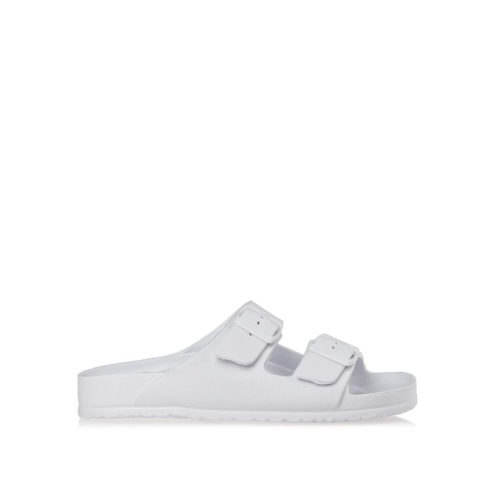 ENVIE WHITE FLAT SANDALS WITH BUCKLES