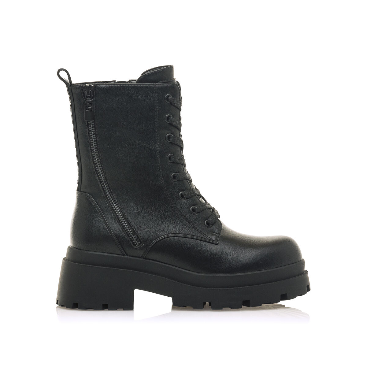 MTNG BLACK MILITARY ANKLE BOOTS