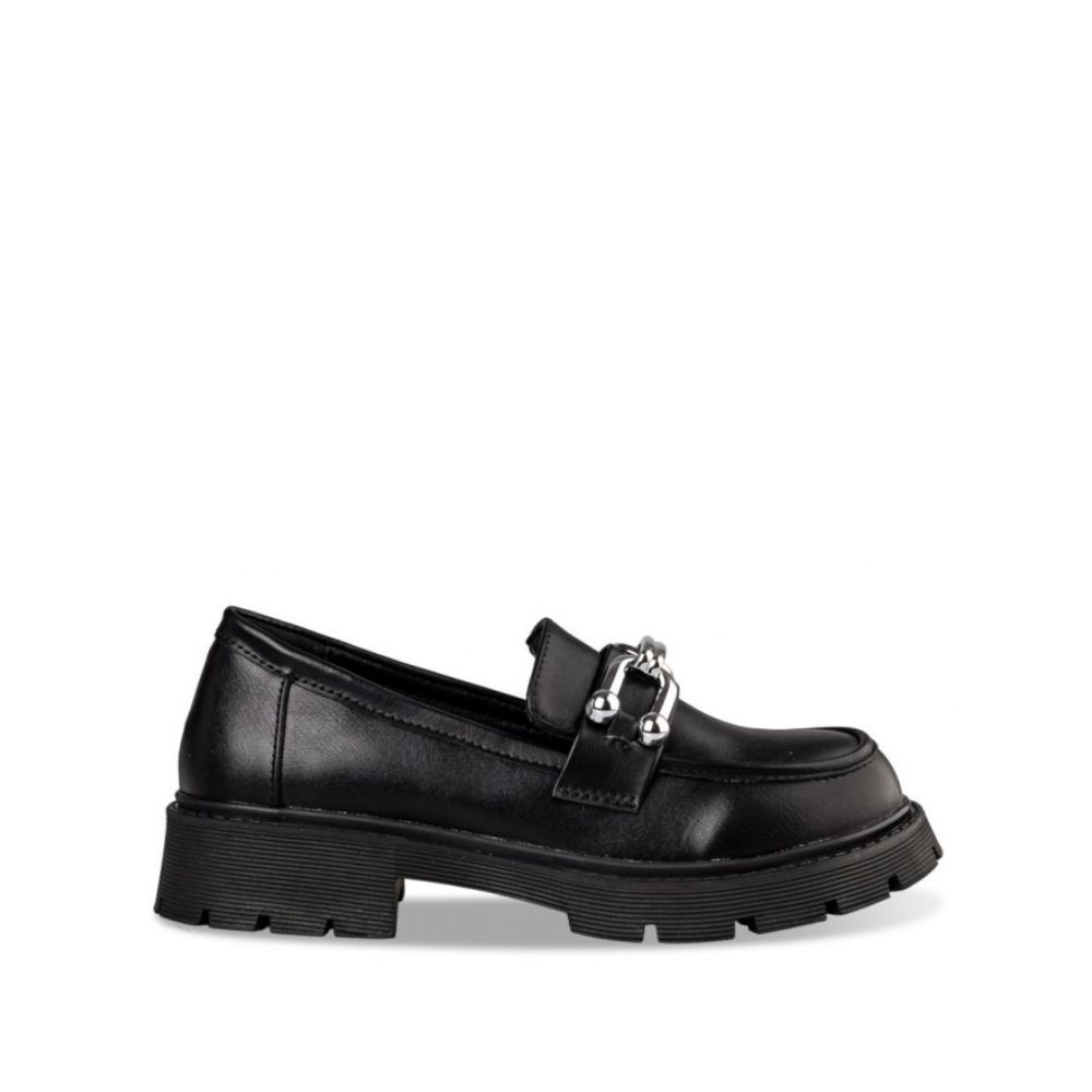 ENVIE BLACK SYNTHETIC LEATHER LOAFERS