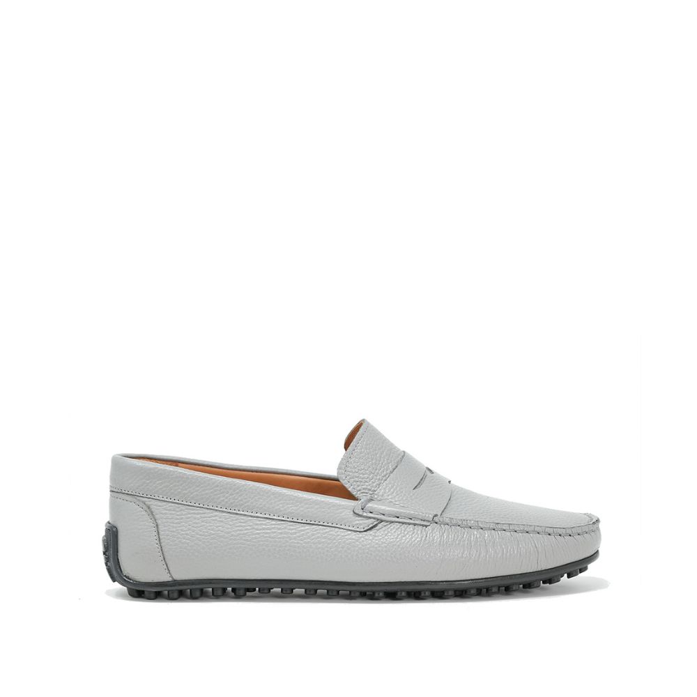 PARKLAND GREY GRAINED LEATHER MOCCASIN