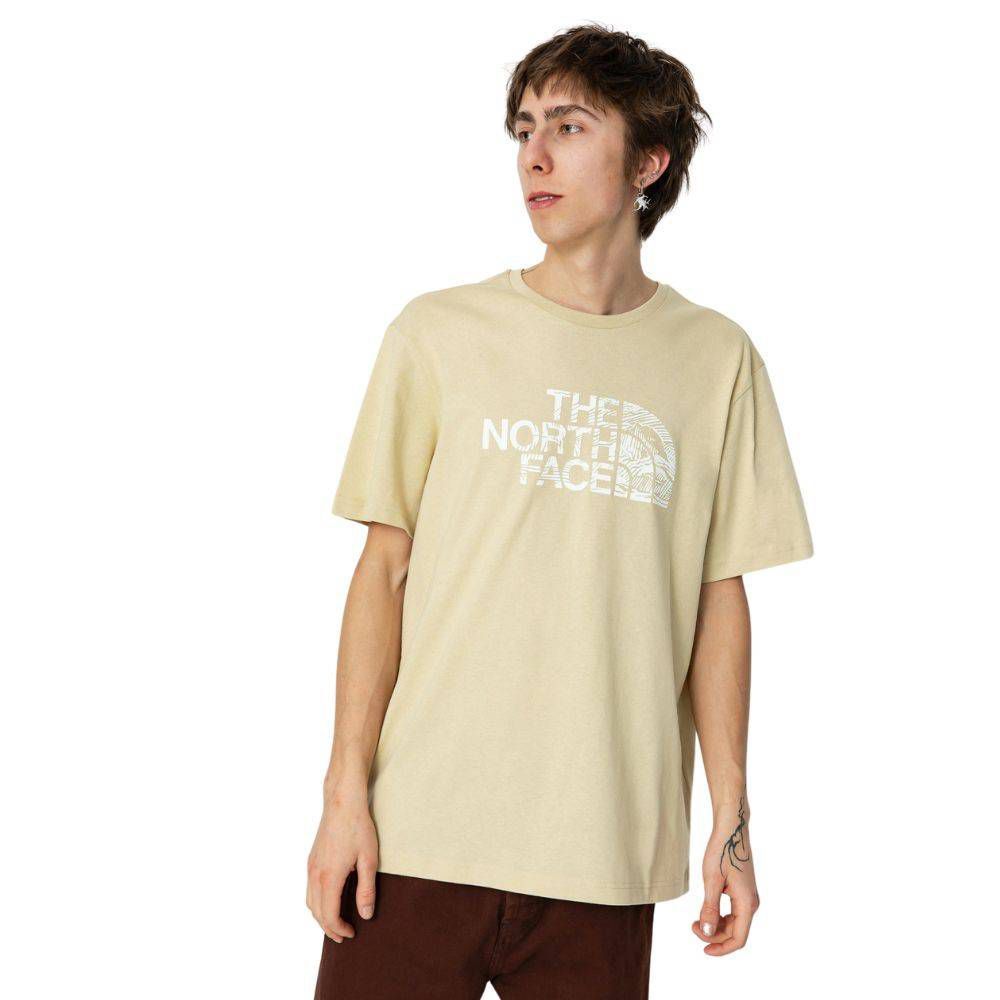 THE NORTH FACE LETTERING FRONT DESIGN BEIGE TSHIRT