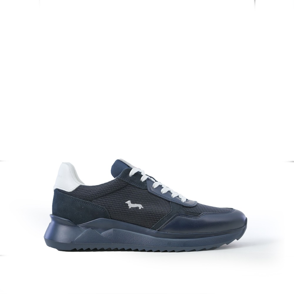 HARMONT AND BLAINE NAVY BLUE LEATHER SNEAKERS