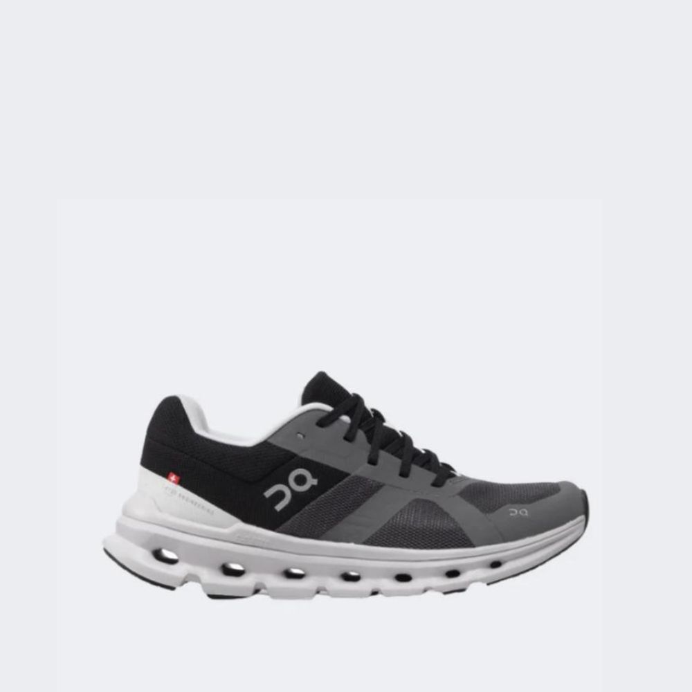 ON WOMEN CLOUDRUNNER BLACK AND GREY RUNNING SHOES
