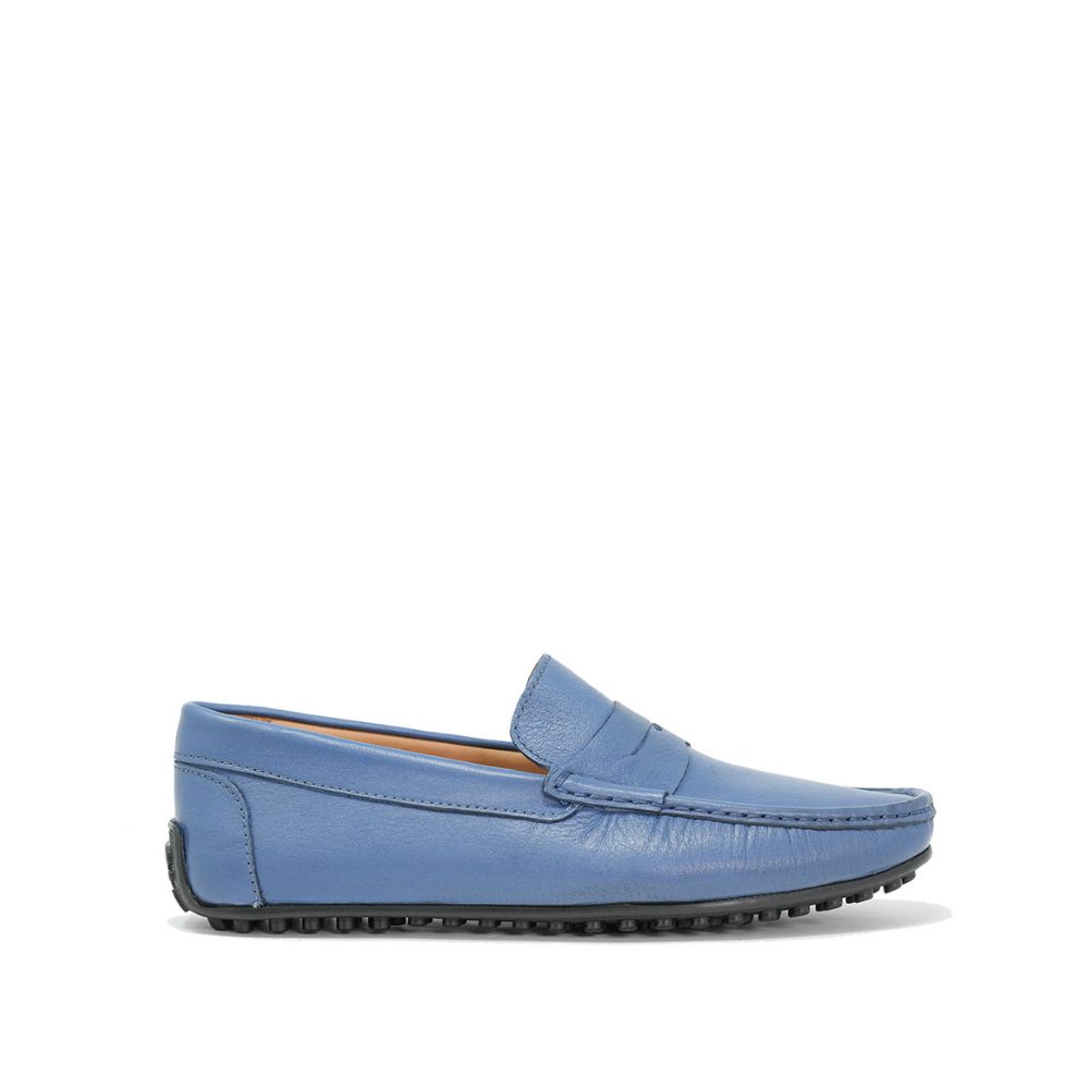 PARKLAND BLUE GRAINED LEATHER MOCCASIN
