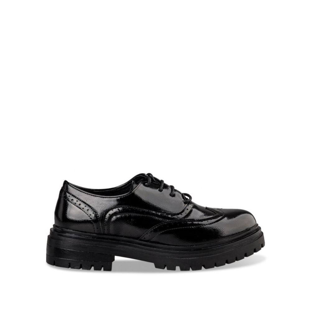 ENVIE LACE UP BLACK LOAFERS