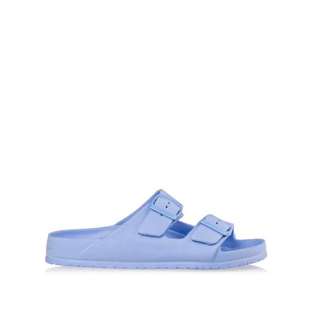 ENVIE LIGHT BLUE FLAT SANDALS WITH BUCKLES