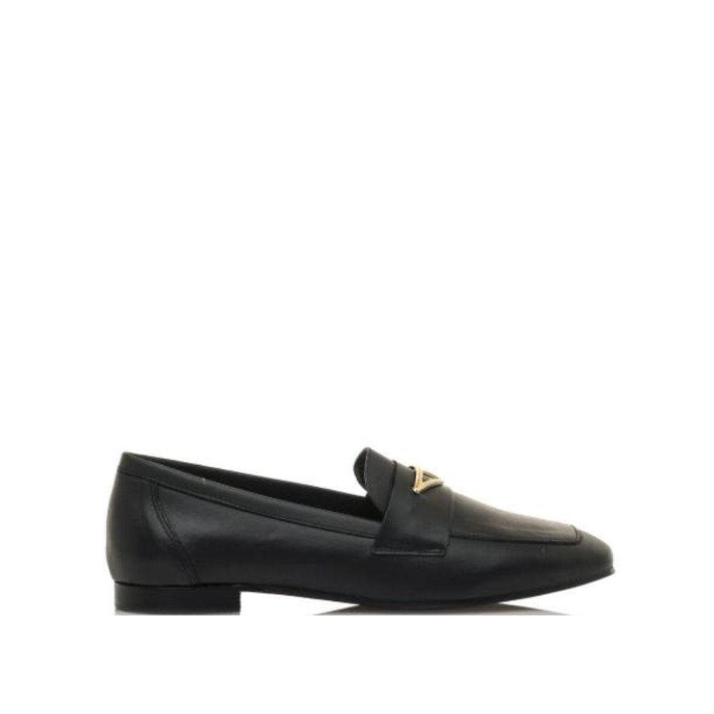 MTNG BLACK FLAT LEATHER LOAFERS