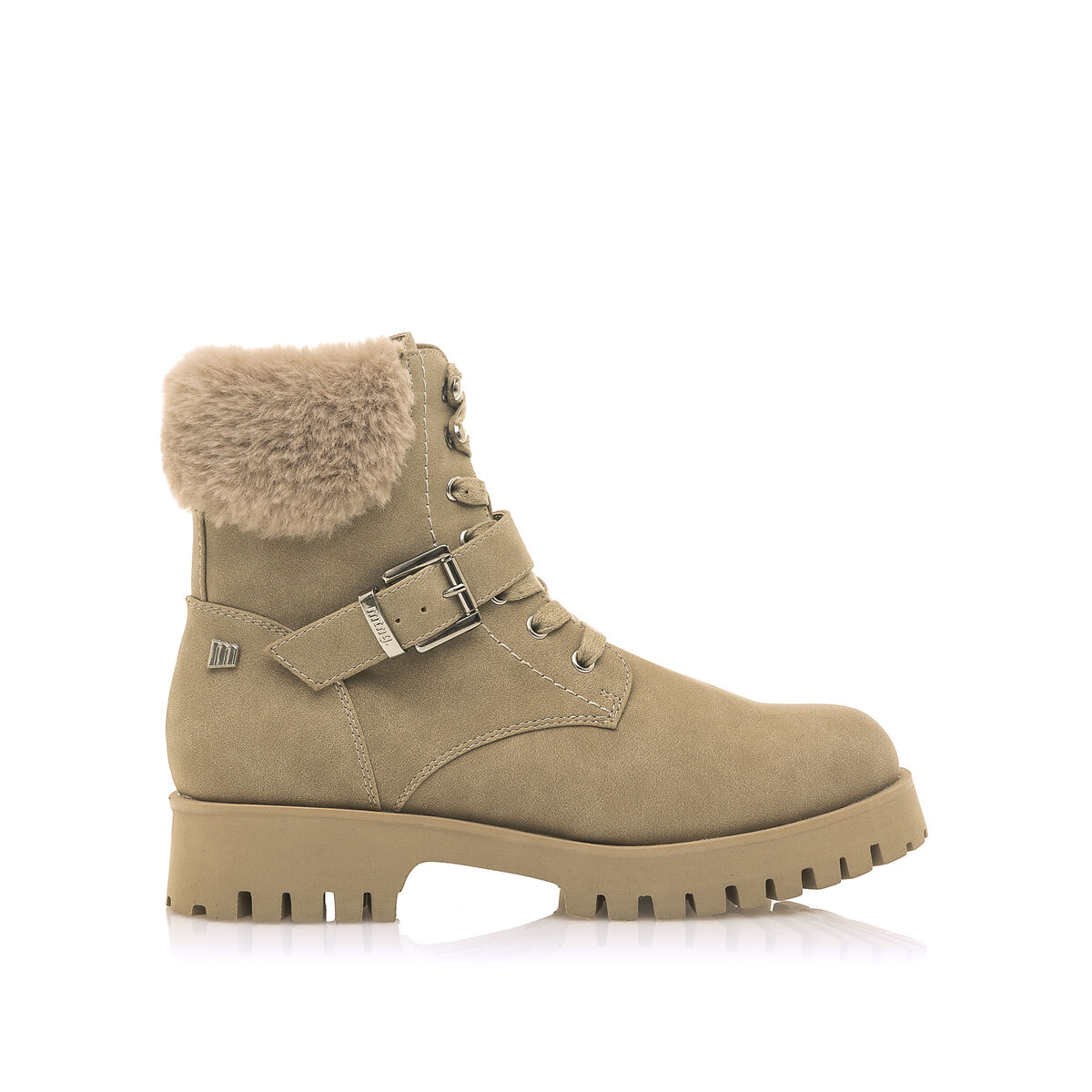 MTNG BEIGE MILITARY ANKLE BOOTS