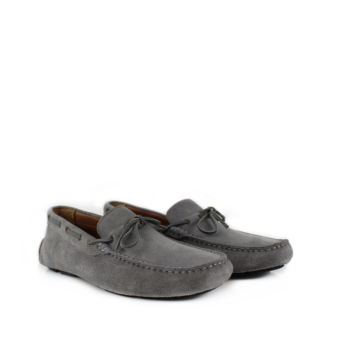 moccasins in suede light grey